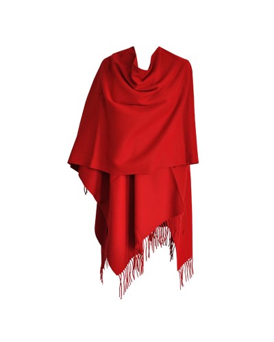 Roter Poncho mit Fransen für Damen – Ponchos kaufen – Toutacoo.
