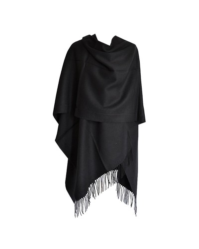 Black poncho with fringes for women - Buy ponchos - Toutacoo.