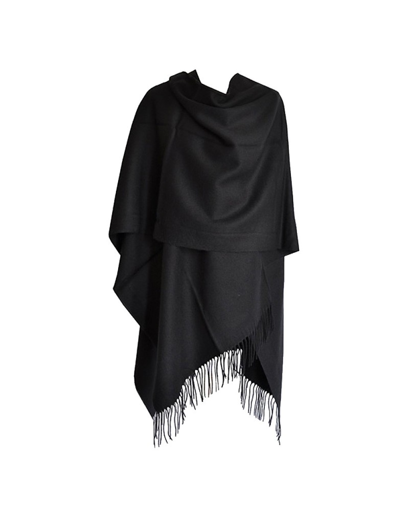 Poncho noir avec franges pour femme - Acheter ponchos - Toutacoo.