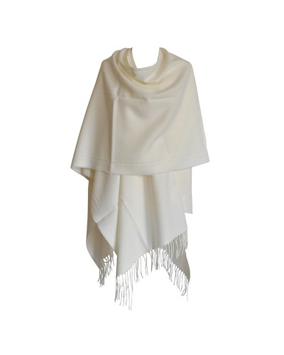 Ecrufarbener Poncho mit Fransen für Damen – Ponchos kaufen – Toutacoo.