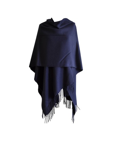 Poncho bleu marine avec franges pour femme - Acheter ponchos - Toutacoo.