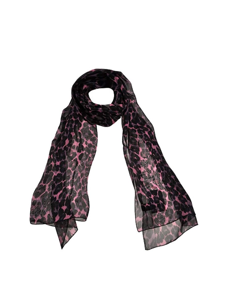 Foulard léopard en soie, Foulard rose - Vente en ligne de foulards - TOUTACOO.