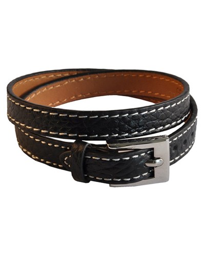 Bracelet cuir noir, bracelets en cuir pour femme, Boutique Toutacoo.