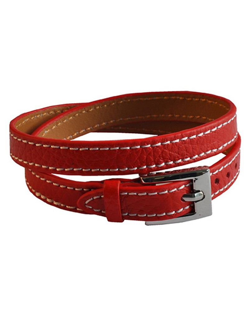Bracelet cuir rouge, bracelets en cuir pour femme, Boutique Toutacoo.