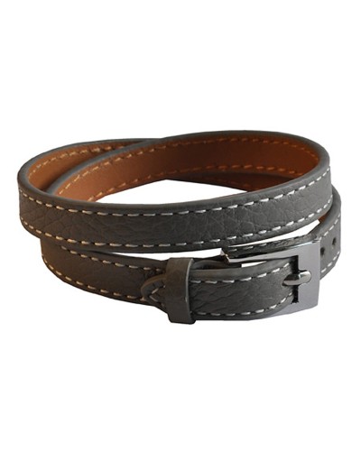 Bracelet cuir gris, bracelets en cuir pour femme, Boutique Toutacoo.