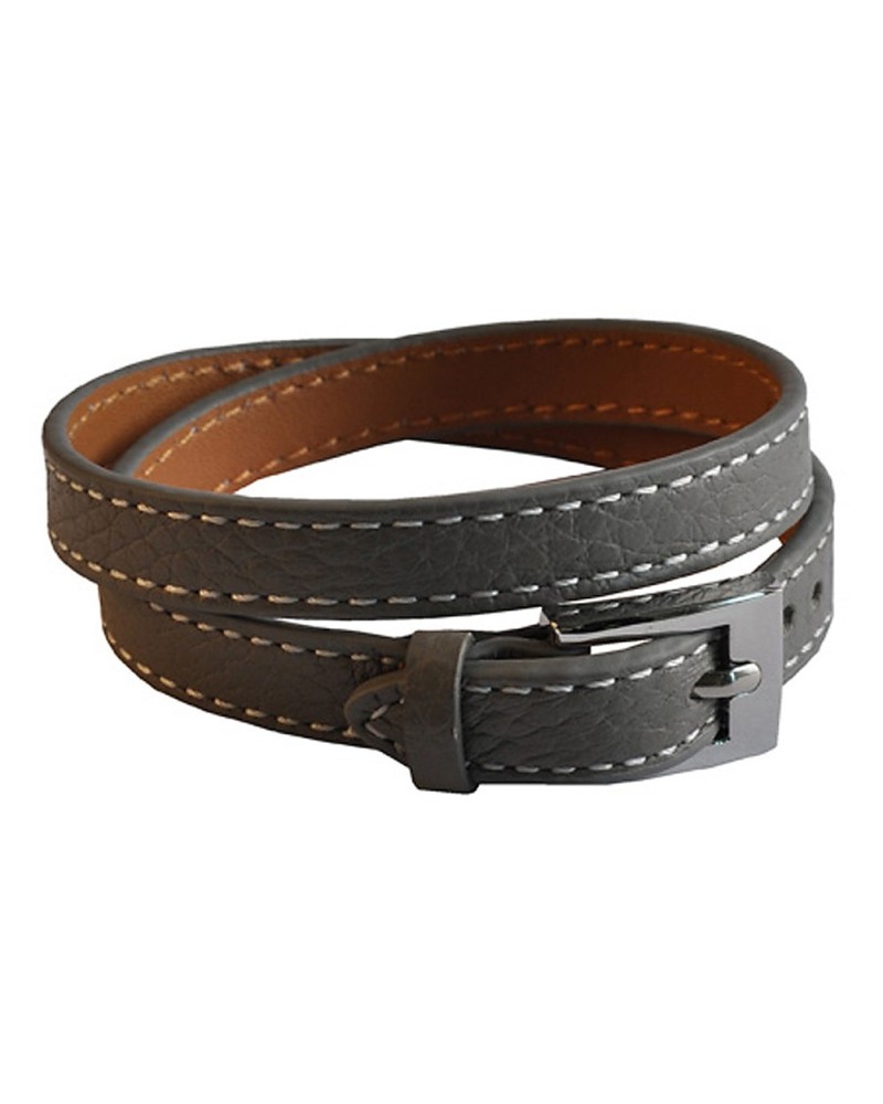 Bracelet cuir gris, bracelets en cuir pour femme, Boutique Toutacoo.