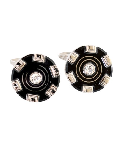 Boutons de manchette noir de forme ronde, Toutacoo.