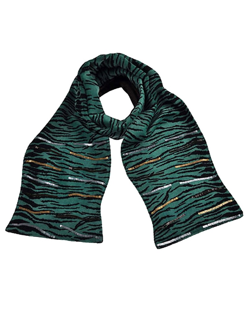 Echarpe zébrée velours verte, vente d'écharpes femme sur Toutacoo.