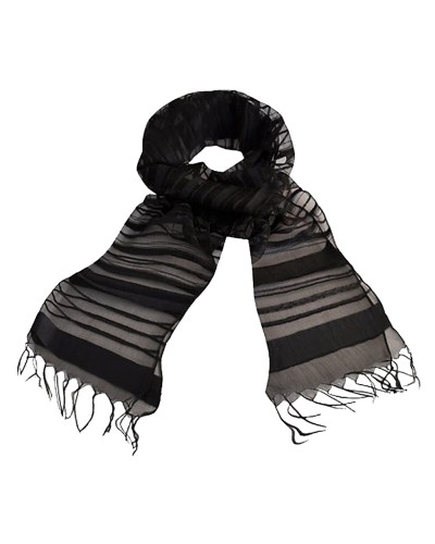 Foulard en soie et coton noir - TOUTACOO.