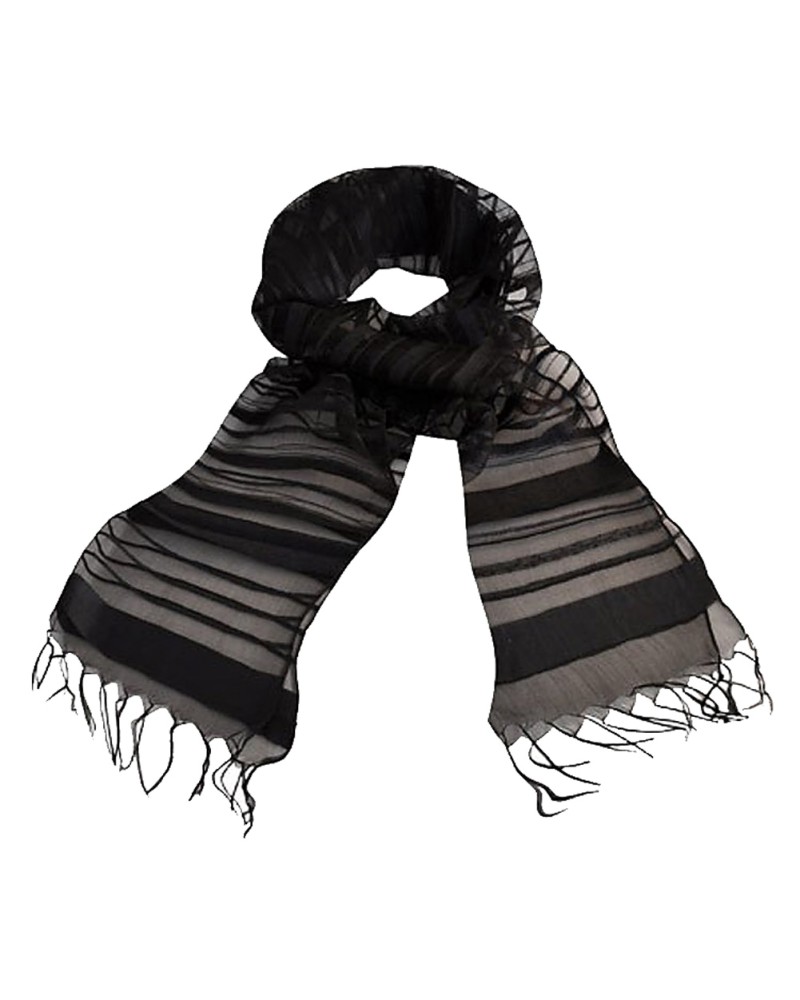 Foulard en soie et coton noir - TOUTACOO.