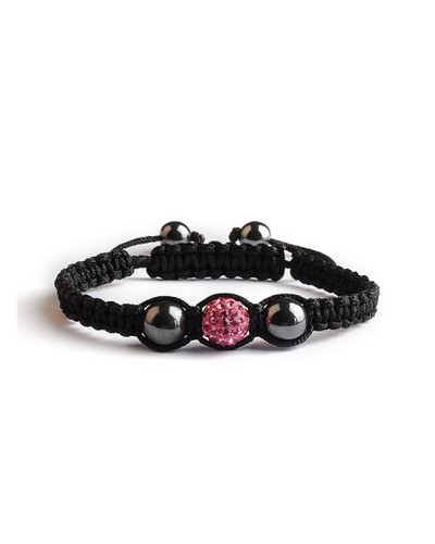 Bracelet Shamballa rose - 1 perle en strass - Toutacoo.