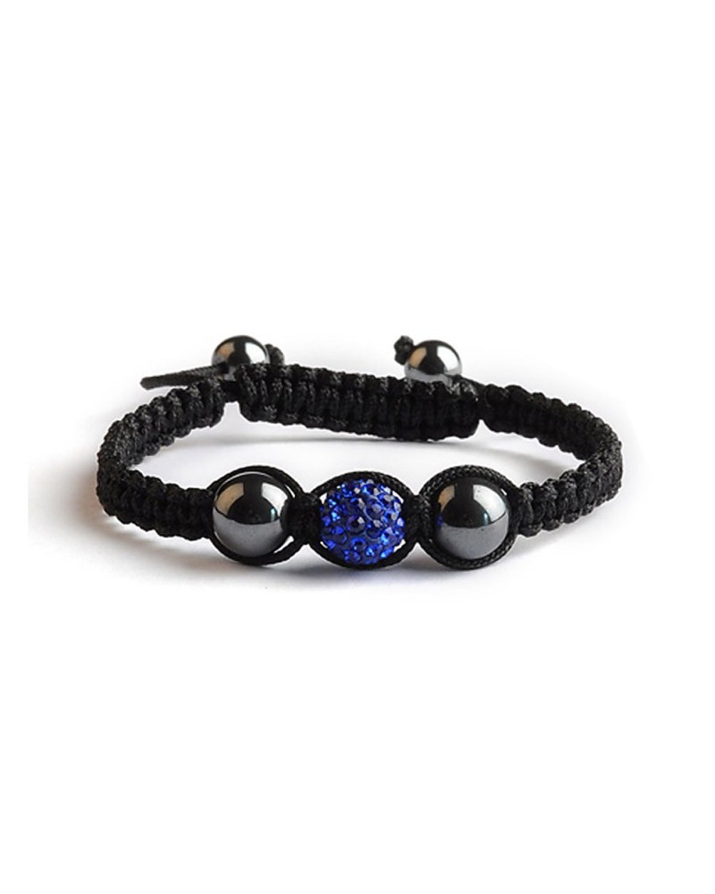 Bracelet Shamballa Bleu Saphir - 1 perle en strass - Toutacoo.