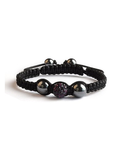 Bracelet Shamballa Améthyste - 1 perle en strass - Toutacoo.