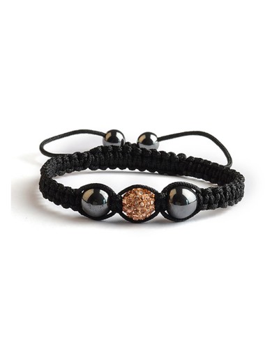 Bracelet Shamballa Champagne - 1 perle en strass - Toutacoo.
