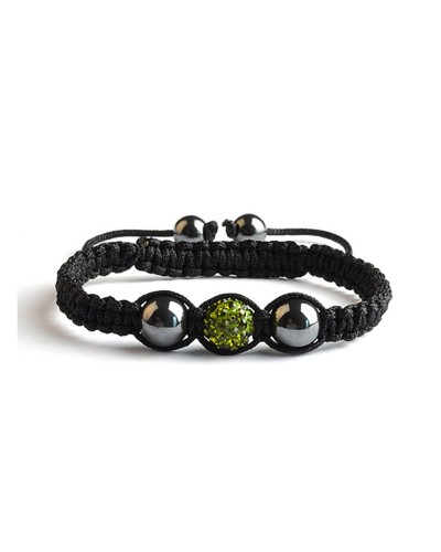 Bracelet Shamballa Olivine - 1 perle en strass - Toutacoo.