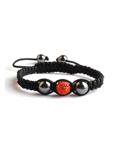 Bracelet Shamballa Orange - 1 perle en strass - Toutacoo..