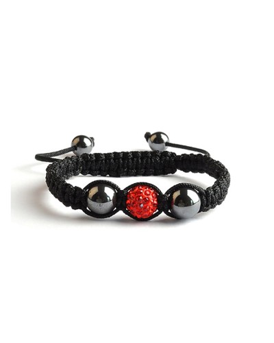 Bracelet Shamballa Rouge - 1 perle en strass - Toutacoo.