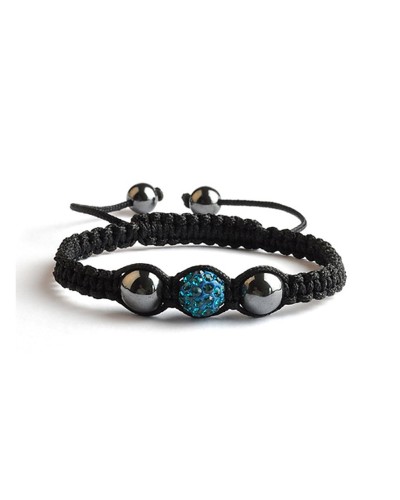 Bracelet Shamballa Aigue-marine - 1 perle en strass - Toutacoo.