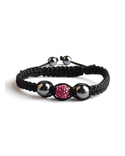 Bracelet Shamballa Fushia - 1 perle en strass - Toutacoo.