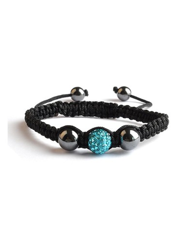 Bracelet Shamballa Bleu - 1 perle en strass - Toutacoo.