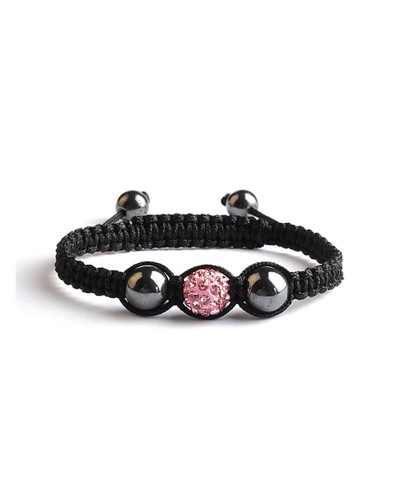 Bracelet Shamballa Rose pâle - 1 perle en strass - Toutacoo.