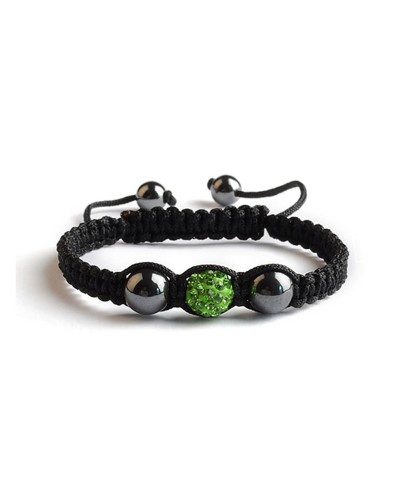 Bracelet Shamballa Péridot - 1 perle en strass - Toutacoo.