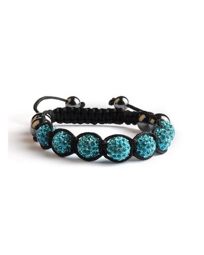 Bracelet Shamballa 7 perles bleues - Toutacoo.
