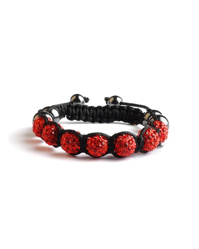 Bracelet Shamballa 7 perles rouge - Toutacoo.