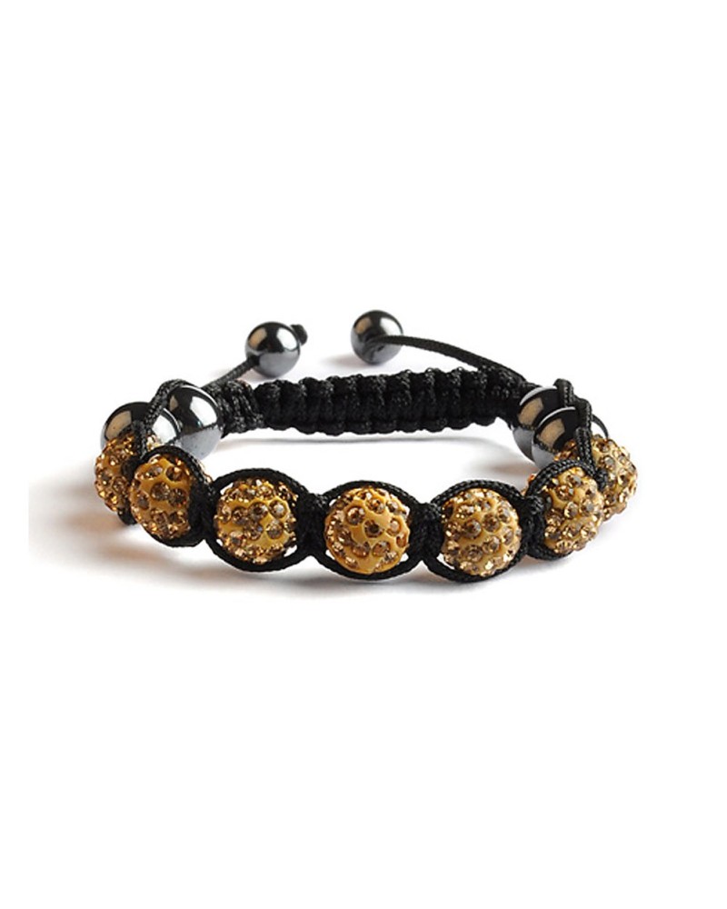 Bracelet Shamballa 7 perles Ambre - Toutacoo.