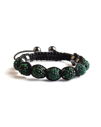Bracelet Shamballa 7 perles Vert Emeraude - Toutacoo.