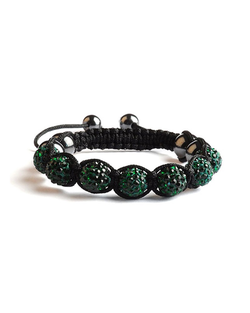 Bracelet Shamballa 7 perles Vert Emeraude - Toutacoo.