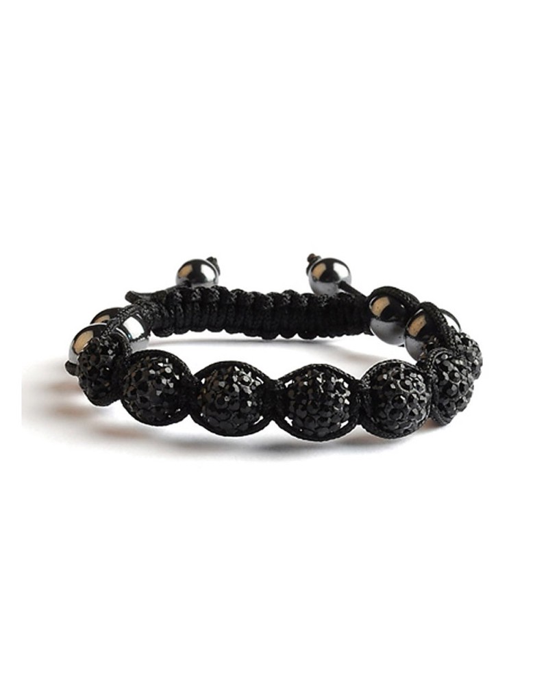 Bracelet Shamballa 7 perles Noir - Toutacoo.