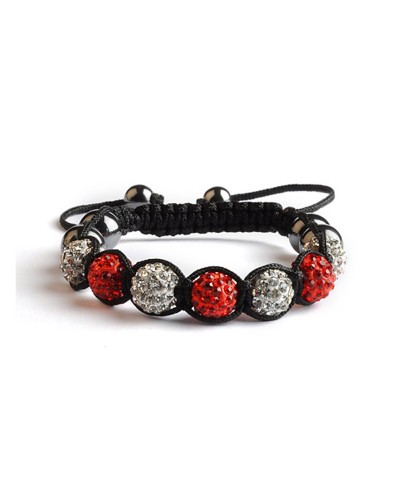Bracelet Shamballa 7 perles Rouge / Blanc - Toutacoo.