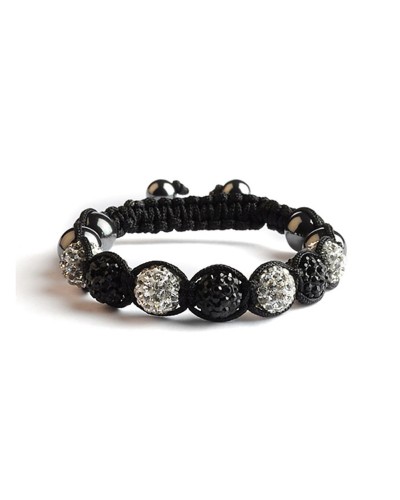 Bracelet Shamballa 7 perles Noir / Blanc - Toutacoo.