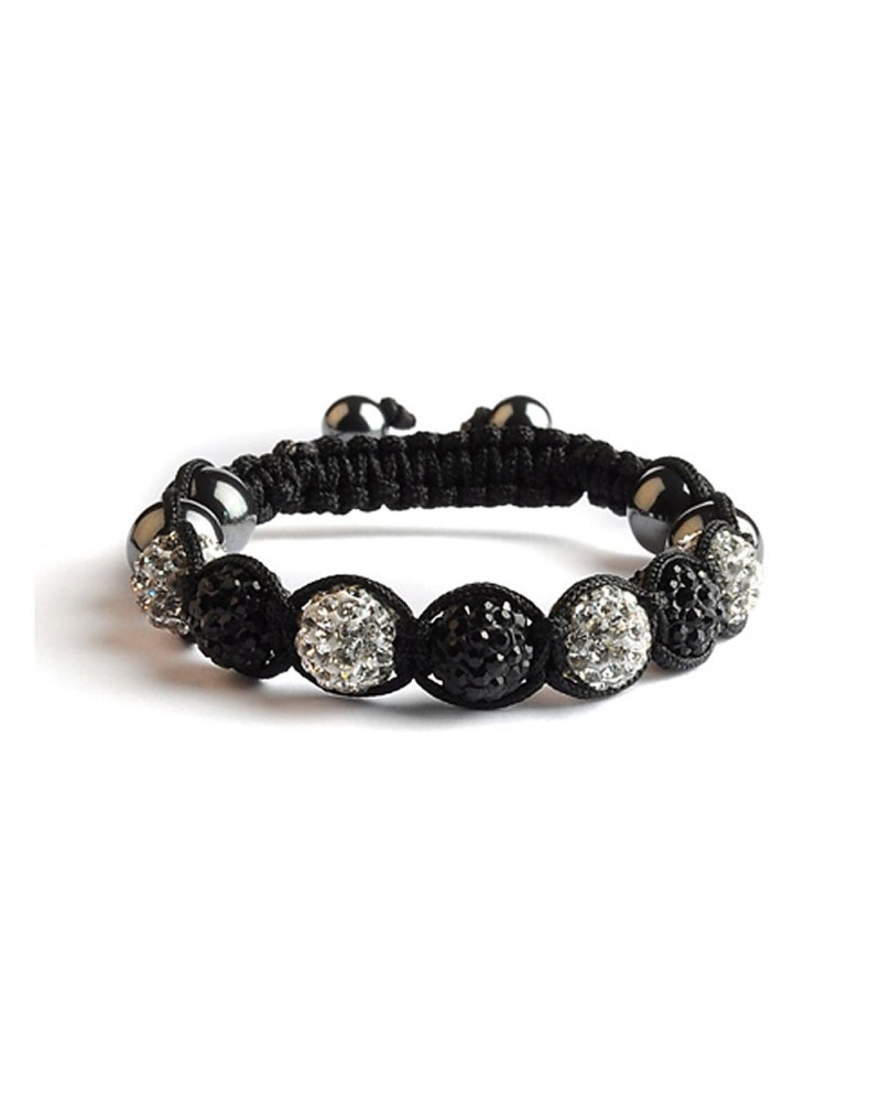 Bracelet Shamballa 7 perles Noir / Blanc - Toutacoo.