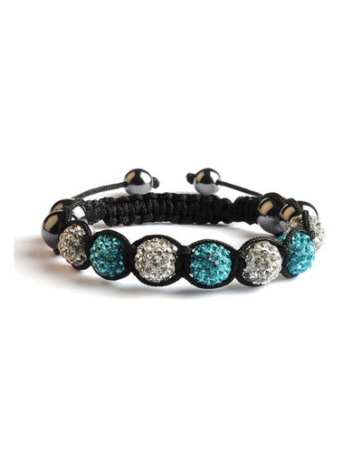 Bracelet Shamballa 7 perles Bleu / Blanc - Toutacoo.