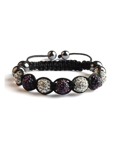 Bracelet Shamballa 7 perles Amétyste / Blanc - Toutacoo.