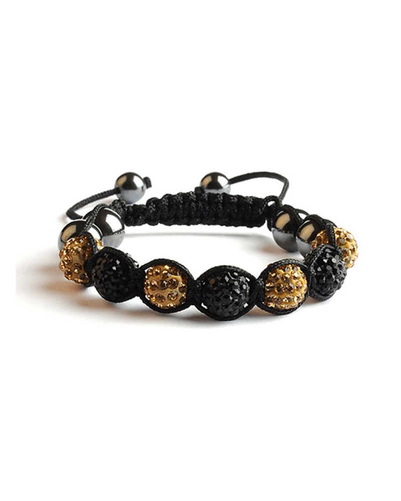 Bracelet Shamballa 7 perles Noir / Gold - Toutacoo.