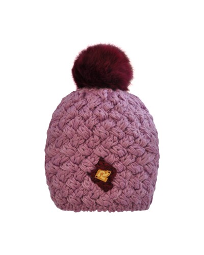 Bonnet bicolore mauve - Vente de bonnets à pompon, Violet - Toutacoo.