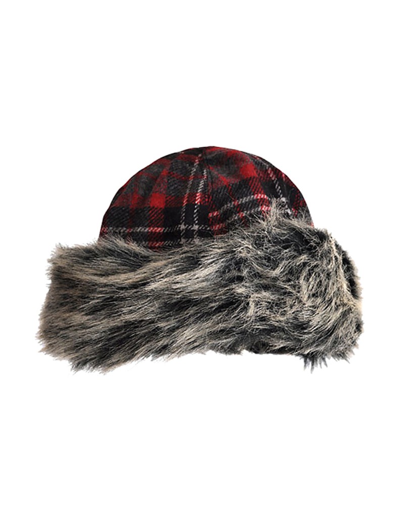 Toque fourrure écossais rouge, toques et bonnets pour femme, Toutacoo.