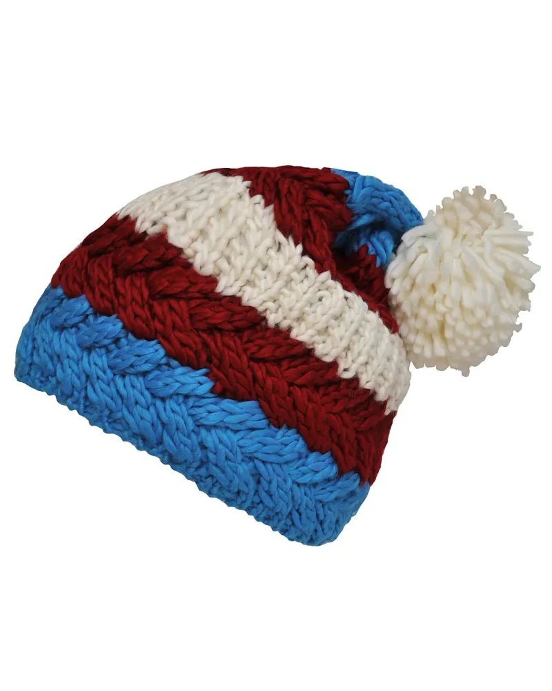 Bonnet tricolore bordeaux - Vente de bonnet en laine - Toutacoo.
