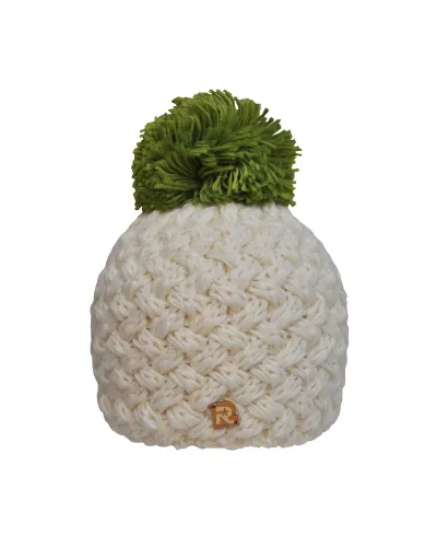 Bonnet écru, pompon anis - Vente de bonnet en laine - Toutacoo.