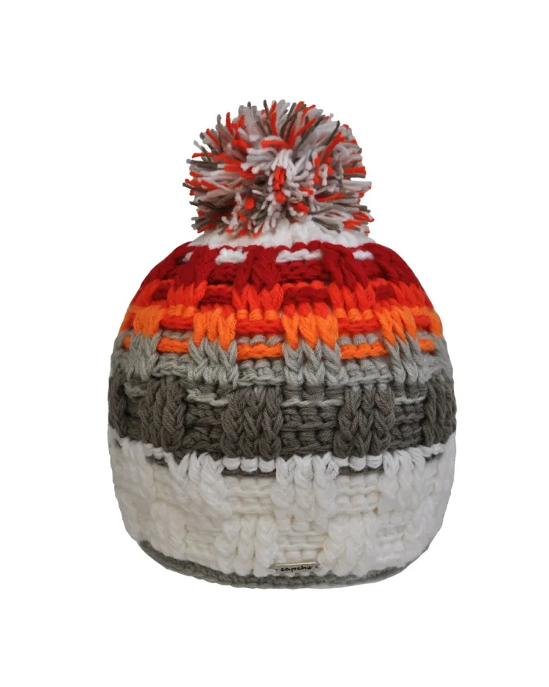 Bonnet Quartz Red - Bonnet à pompon pour l'hiver et le ski - Toutacoo.