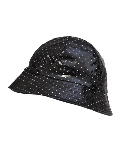 Bob vinyle noir à pois - Vente de bob imperméable - Toutacoo.