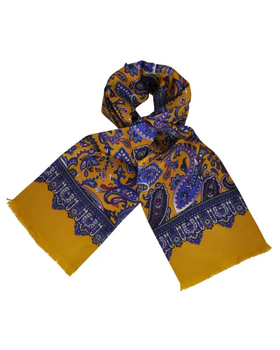 Foulard Carven Moutarde Paisley, foulards en soie homme, Boutique TOUTACOO.