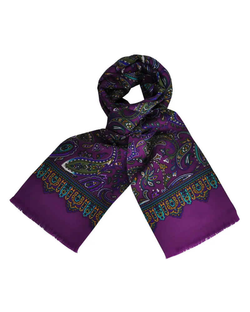 Foulard Carven Violet Paisley, foulards en soie homme, Boutique TOUTACOO.
