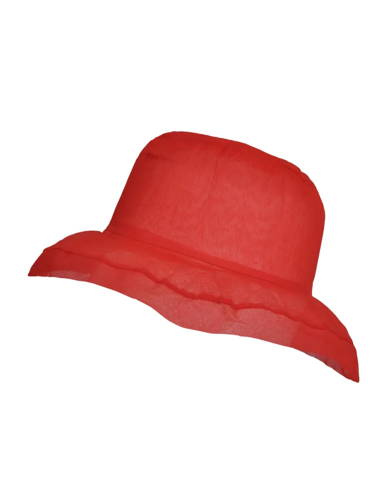 Chapeau organza coton, rouge - Vente chapeaux de plage Femme - Toutacoo