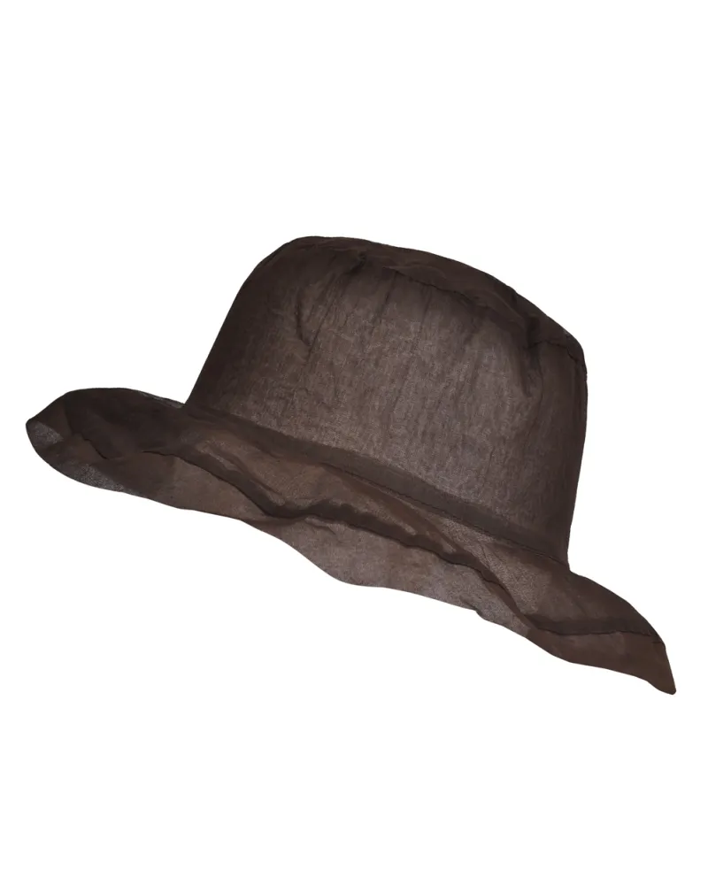 Chapeau organza coton, marron - Vente chapeaux de plage Femme - Toutacoo