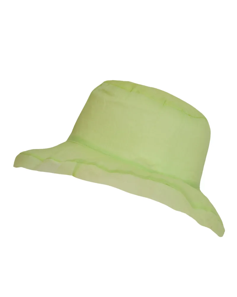 Chapeau organza coton, anis - Vente chapeaux de plage Femme - Toutacoo
