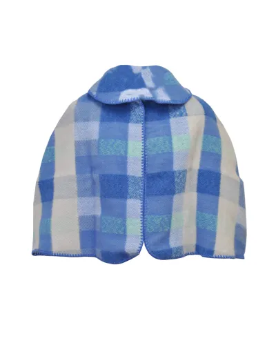 Women's cape, blue checkered pattern - Toutacoo.